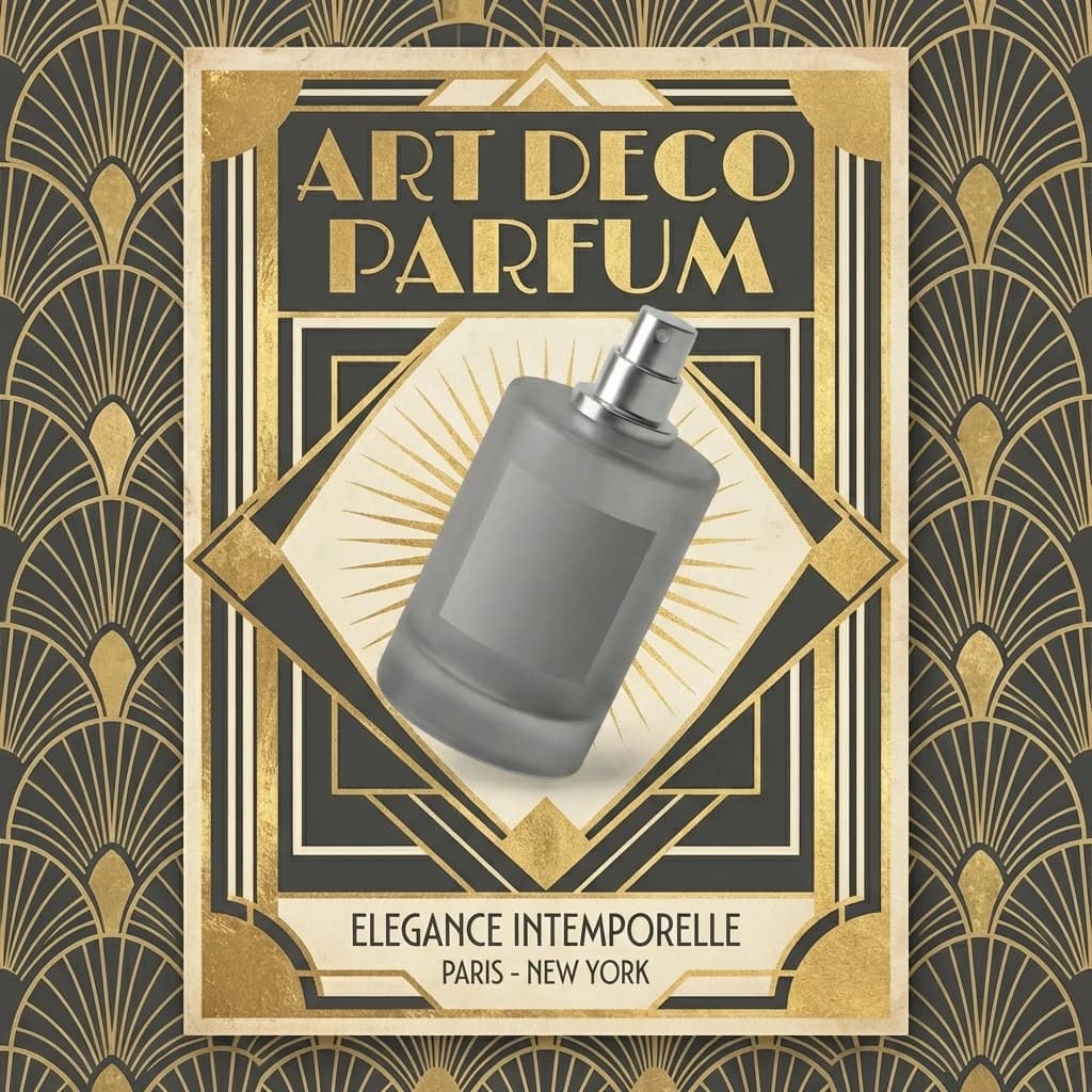 AI-generated art deco perfume ad campaign